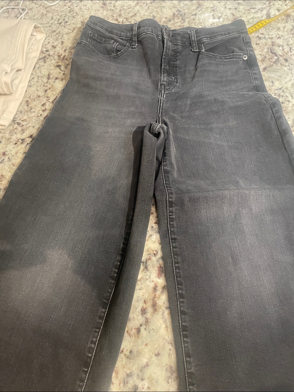 Bananas Republic Women's Washed Black Wide Leg Raw Hem Jeans